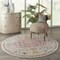 Homeroots 5 ft. Round Ivory & Pink Medallion Area Rug 385591 - alternate 3